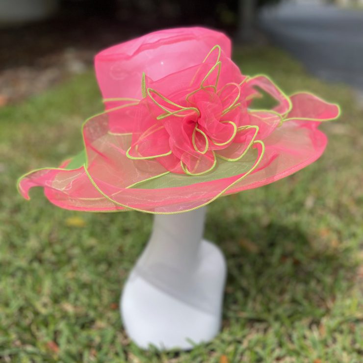 A photo of the Serena Fascinator Hat in Pink & Green product