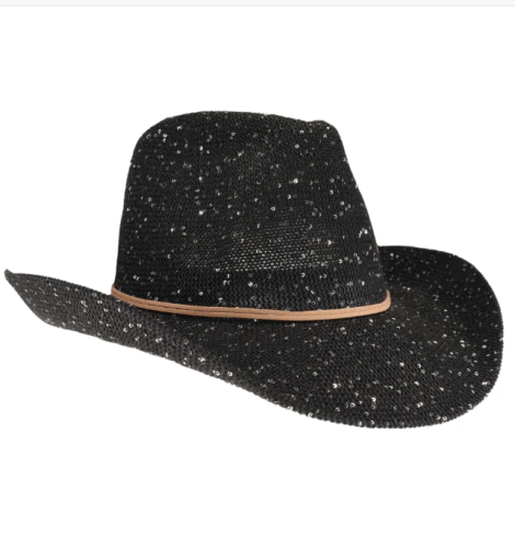 A photo of the Sequin Cowboy Hat in Black product
