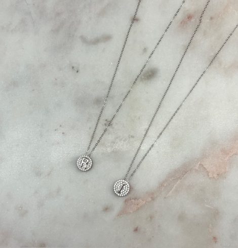 A photo of the Small Initial Necklace in Silver product