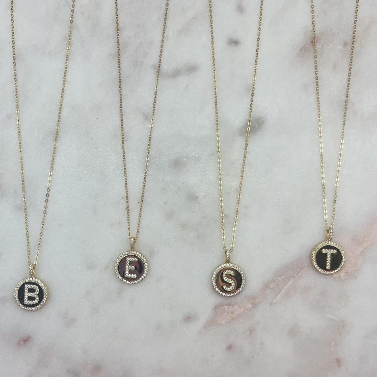 A photo of the Large Pendant Initial Necklace in Gold product