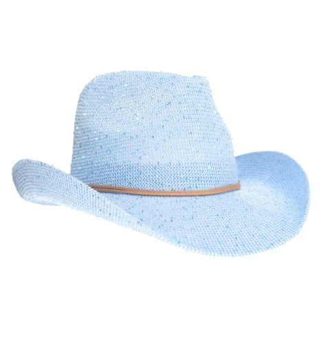 A photo of the Sequin Cowboy Hat in Light Blue product