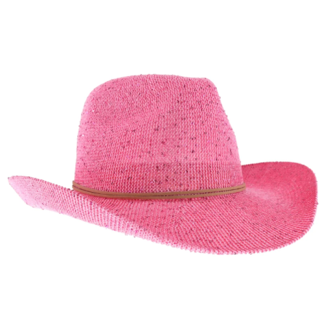 A photo of the Sequin Cowboy Hat in Light Pink product