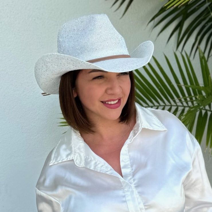 A photo of the Sequin Cowboy Hat in White product