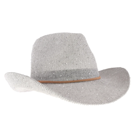A photo of the Sequin Cowboy Hat in Silver product