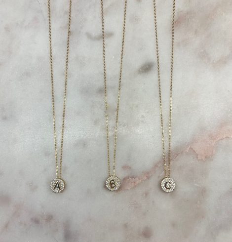 A photo of the Small Initial Necklace In Gold product