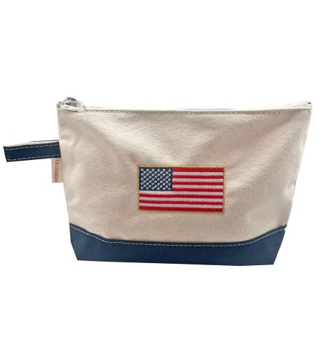 A photo of the American Flag Canvas Pouch in Navy product