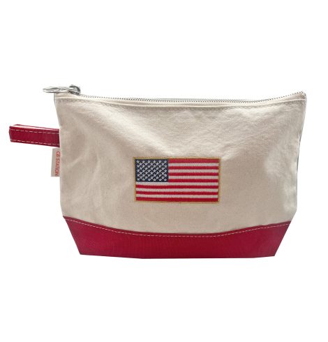 A photo of the American Flag Canvas Pouch in Red product