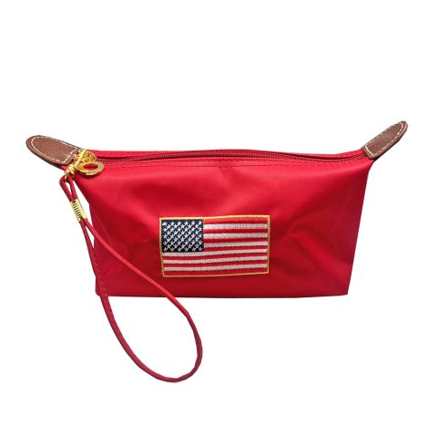 A photo of the American Flag Cosmetic Bag in Red product
