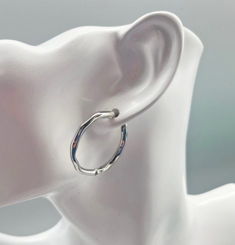 A photo of the Bamboo Hoops in Silver product