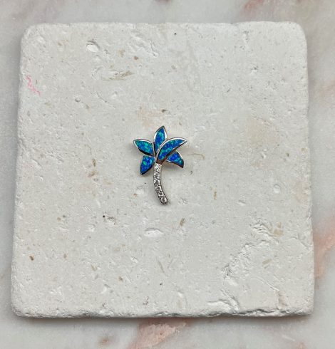 A photo of the Blue Opal Palm Tree Pendant product