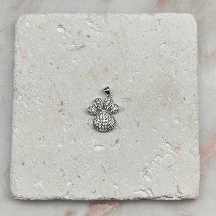 A photo of the Sterling Silver Pave Paw Pendant product