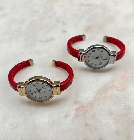 A photo of the Round Cuff Watch in Red product