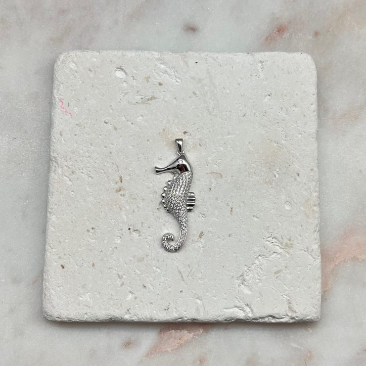A photo of the Sterling Silver CZ Seahorse Pendant product