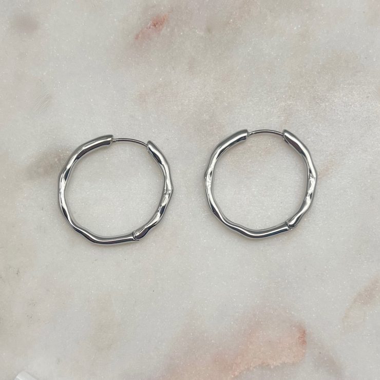 A photo of the Bamboo Hoops in Silver product