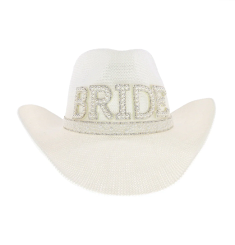 A photo of the Bride Cowboy Hat - Clear Rhinestone product