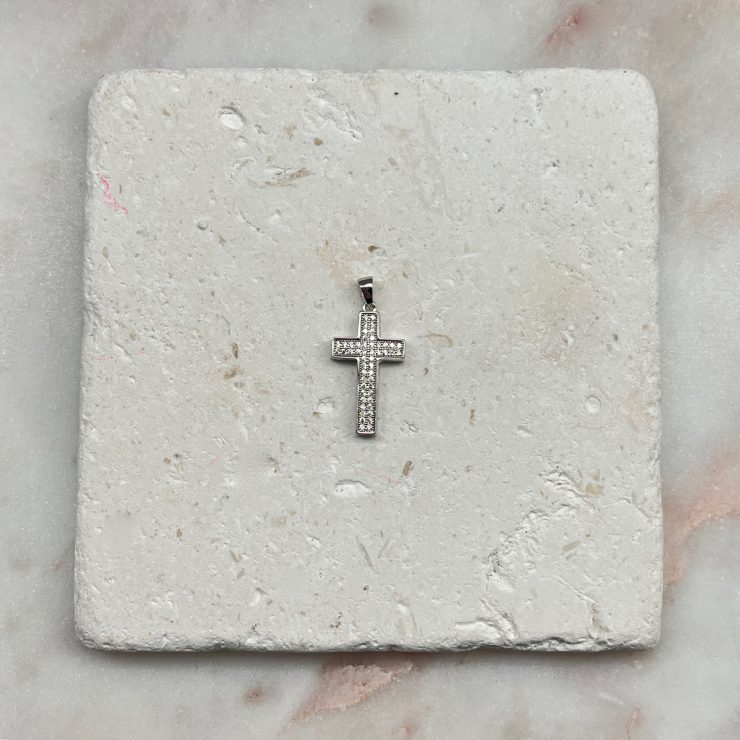A photo of the Sterling Silver Pave Cross Pendant product