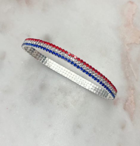 A photo of the Thin Red, White & Blue Stretch Bracelet product