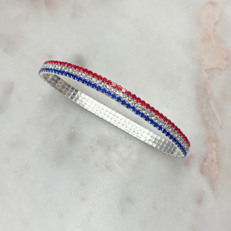 A photo of the Thin Red, White & Blue Stretch Bracelet product