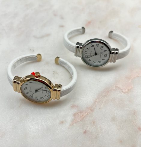 A photo of the Round Cuff Watch in White product