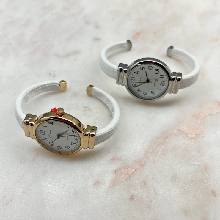 A photo of the Round Cuff Watch in White product
