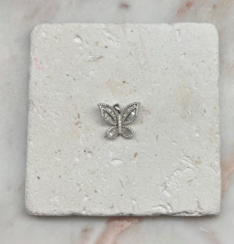 A photo of the Sterling Silver Baguette CZ Butterfly Pendant product