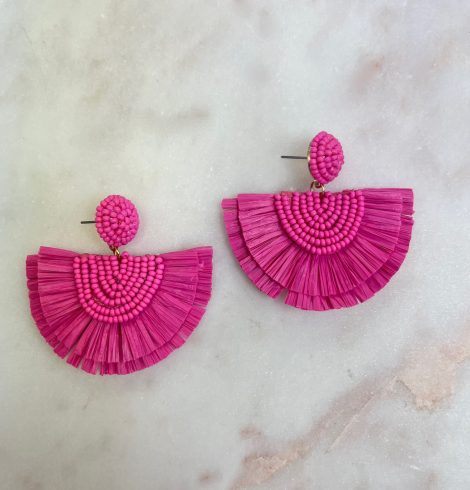 A photo of the Fan Out Earrings in Hot Pink product