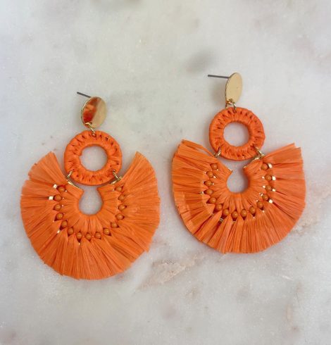 A photo of the Lolita Raffia Earrings in Orange product