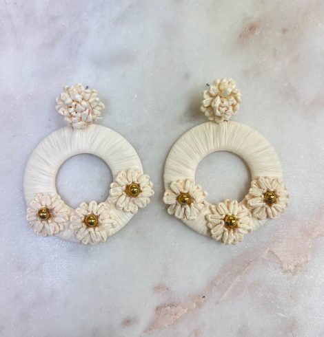 A photo of the Painted Daisy Earrings in Cream product