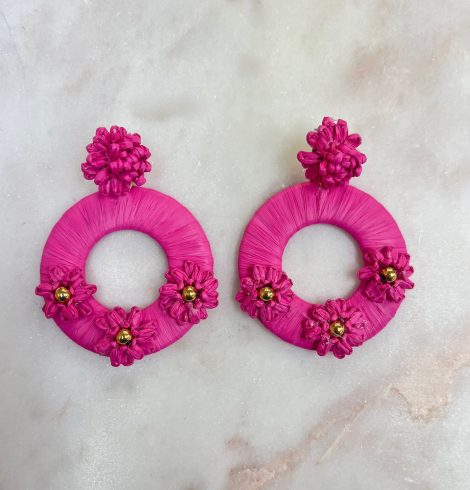 A photo of the Painted Daisy Earrings in Fuchsia product