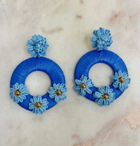 A photo of the Painted Daisy Earrings in Royal Blue product