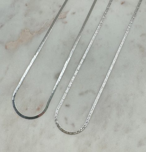 A photo of the Sterling Silver Herringbone Chain with Cutout Design product