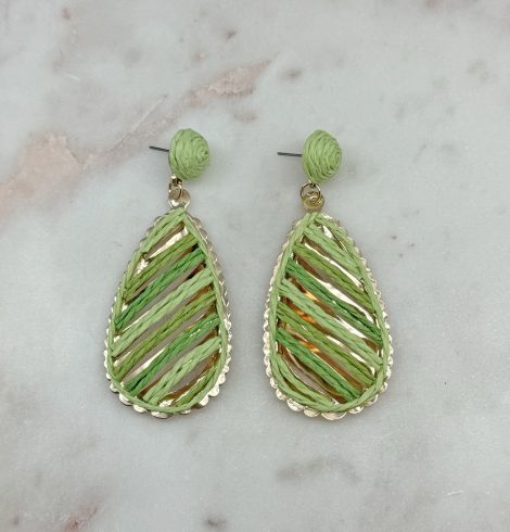 A photo of the Serena Raffia Earrings in Green product