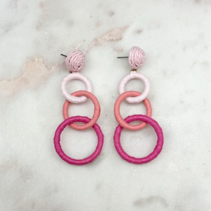 A photo of the Bunch of Circles Earrings in Pink product