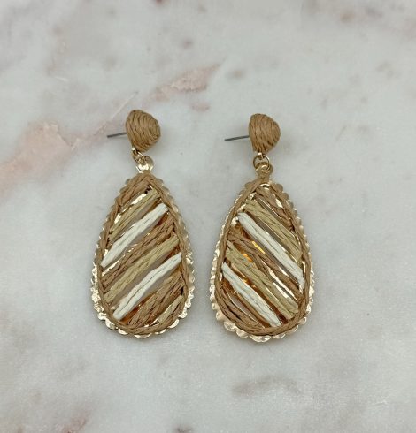 A photo of the Serena Raffia Earrings in Tan product