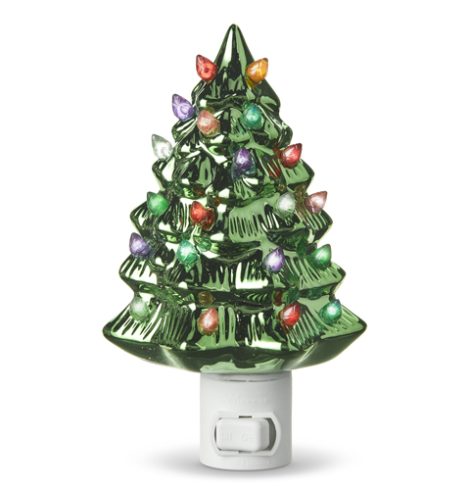 A photo of the Vintage Metallic Green Tree Night Light product