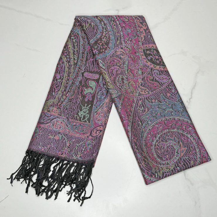 A photo of the Black Colorful Paisley Pashmina product