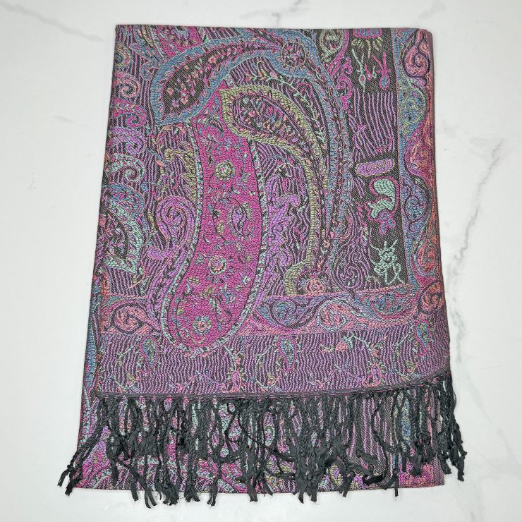 A photo of the Black Colorful Paisley Pashmina product