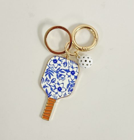 A photo of the Blue & White Pickleball Keychain product