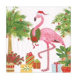 A photo of the Christmas Flamingos Cocktail Napkins product