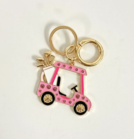 A photo of the Pink Golf Cart Keychain product