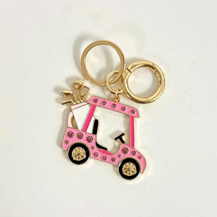 A photo of the Pink Golf Cart Keychain product