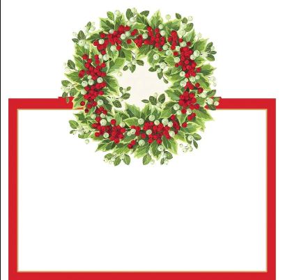 A photo of the Holly and Berry Wreath Die-Cut Place Cards product