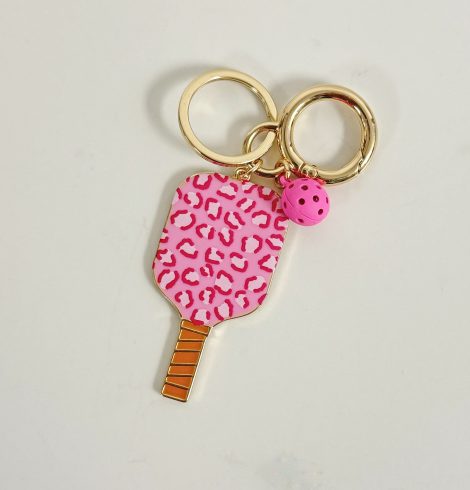 A photo of the Pink Leopard Pickleball Keychain product