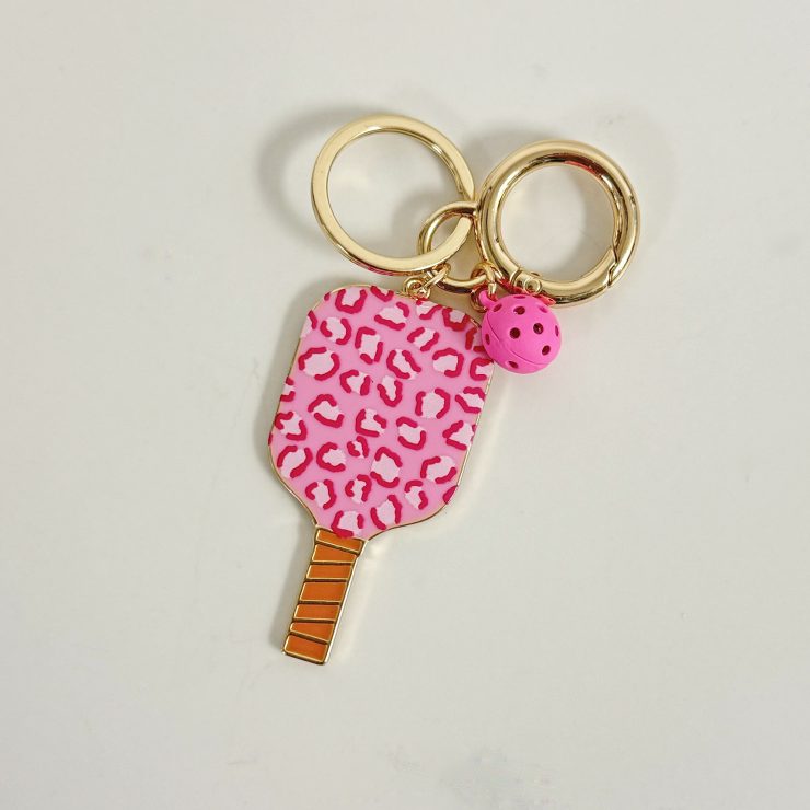 A photo of the Pink Leopard Pickleball Keychain product