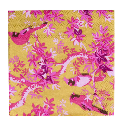 A photo of the Scenic Songbirds Cocktail Napkins in Rose & Gold product