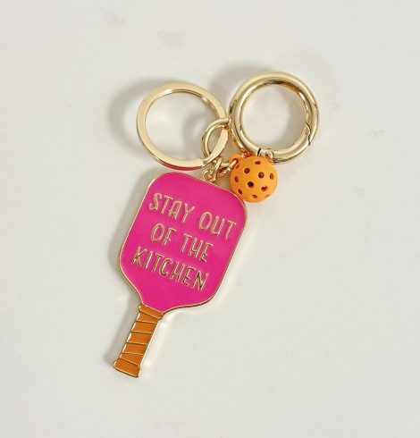 A photo of the Stay Out of the Kitchen Pickleball Keychain product