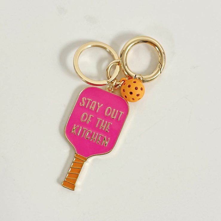 A photo of the Stay Out of the Kitchen Pickleball Keychain product