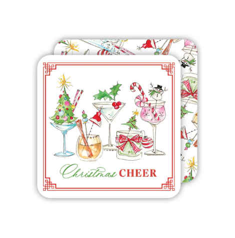 A photo of the Christmas Cheers Reversible Paper Coasters product