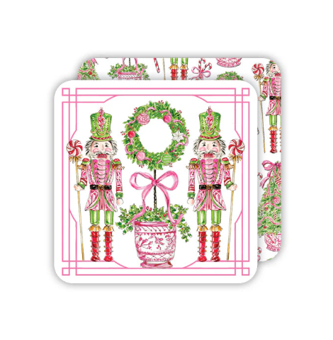 A photo of the Pink Peppermint Reversible Paper Coasters product