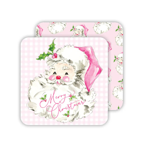 A photo of the Pink Santa Reversible Paper Coasters product